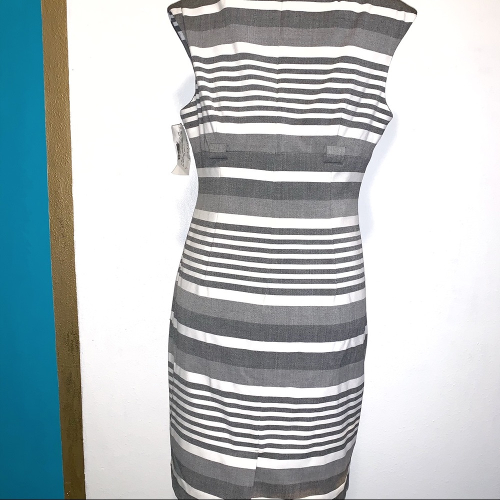 Calvin Klein Pleated Striped Dress
